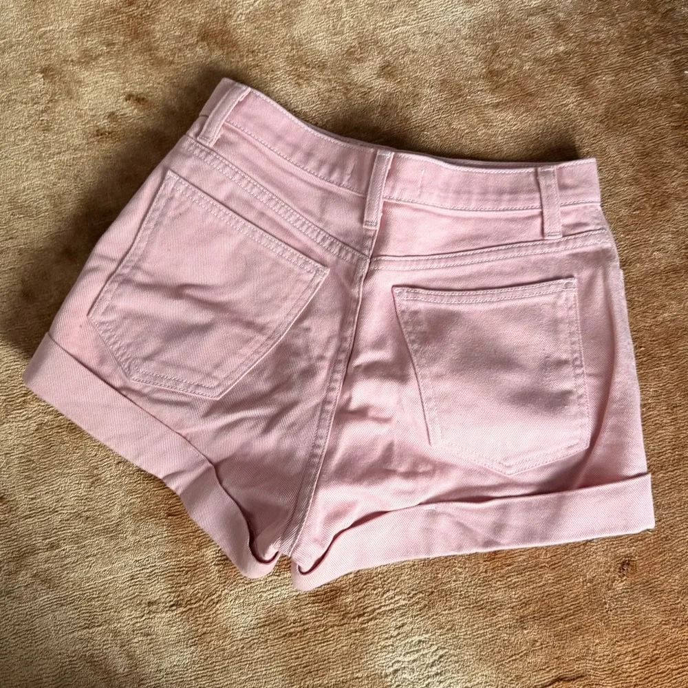 American Apparel Vintage Light Baby Pink Hi Waist Cuff Hem Denim Jean Shorts 25 - Picture 3 of 3